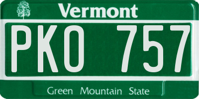 VT license plate PKO757