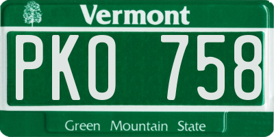 VT license plate PKO758