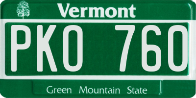 VT license plate PKO760