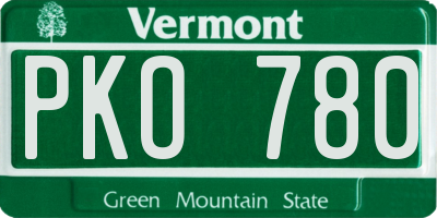 VT license plate PKO780