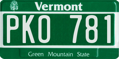 VT license plate PKO781