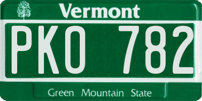 VT license plate PKO782