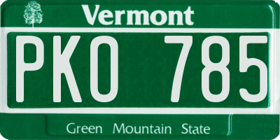 VT license plate PKO785