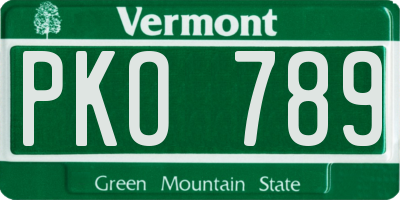 VT license plate PKO789