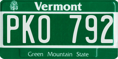 VT license plate PKO792
