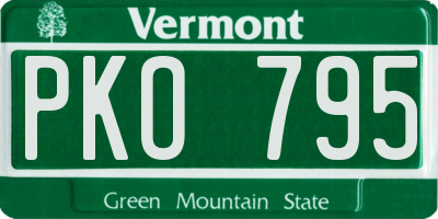 VT license plate PKO795