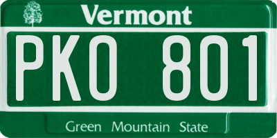 VT license plate PKO801