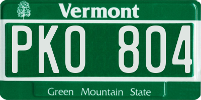 VT license plate PKO804
