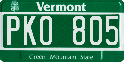 VT license plate PKO805