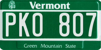 VT license plate PKO807