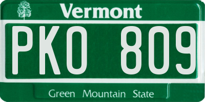 VT license plate PKO809
