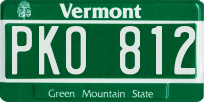 VT license plate PKO812
