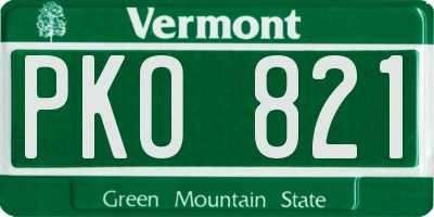 VT license plate PKO821