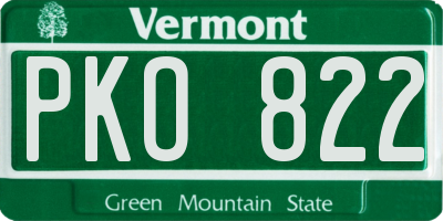VT license plate PKO822