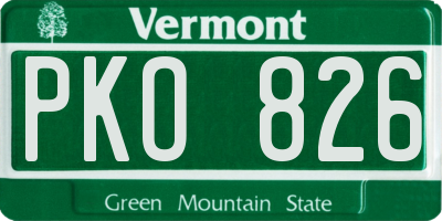VT license plate PKO826