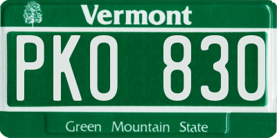 VT license plate PKO830