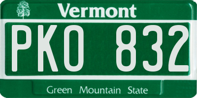 VT license plate PKO832