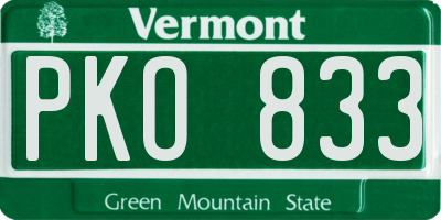 VT license plate PKO833