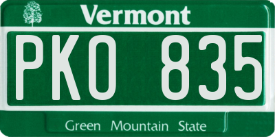 VT license plate PKO835