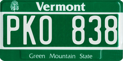 VT license plate PKO838