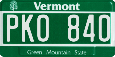 VT license plate PKO840