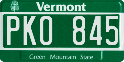 VT license plate PKO845