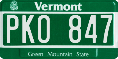 VT license plate PKO847