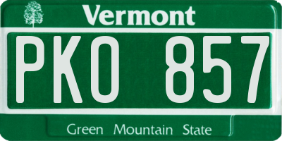 VT license plate PKO857