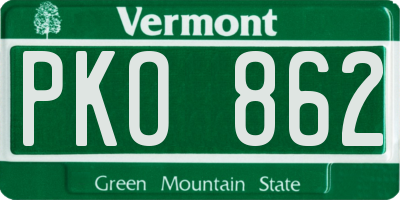 VT license plate PKO862