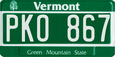 VT license plate PKO867