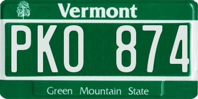 VT license plate PKO874