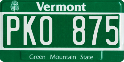 VT license plate PKO875