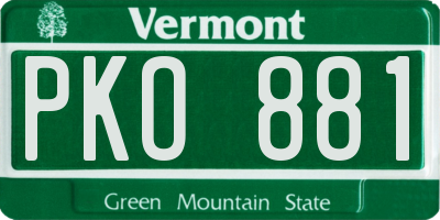 VT license plate PKO881