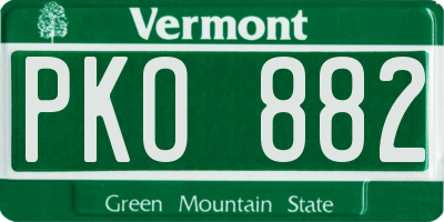 VT license plate PKO882