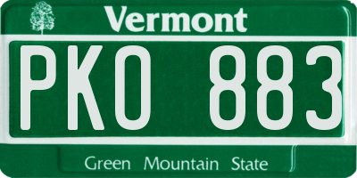 VT license plate PKO883