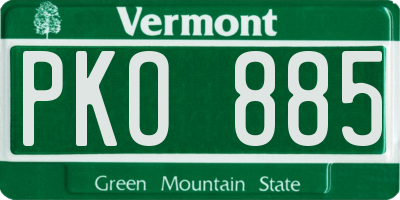 VT license plate PKO885
