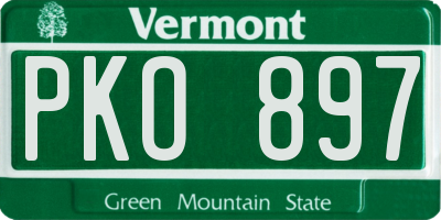 VT license plate PKO897