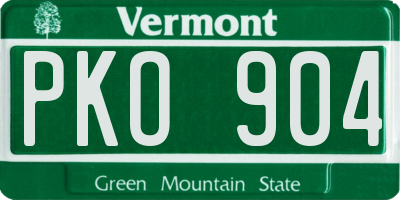 VT license plate PKO904