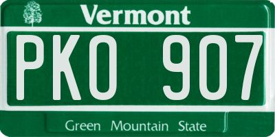 VT license plate PKO907