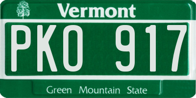 VT license plate PKO917