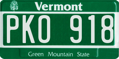 VT license plate PKO918