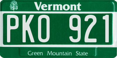 VT license plate PKO921