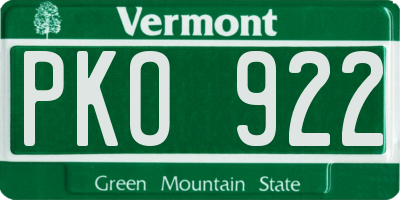 VT license plate PKO922