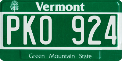 VT license plate PKO924