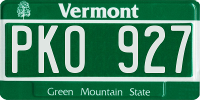 VT license plate PKO927