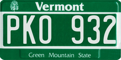 VT license plate PKO932