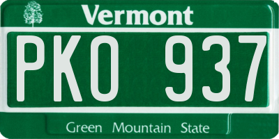 VT license plate PKO937