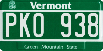 VT license plate PKO938