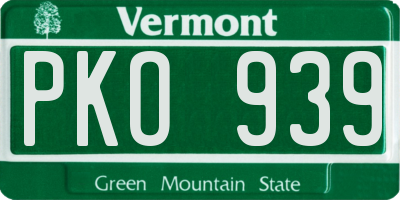 VT license plate PKO939