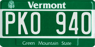 VT license plate PKO940